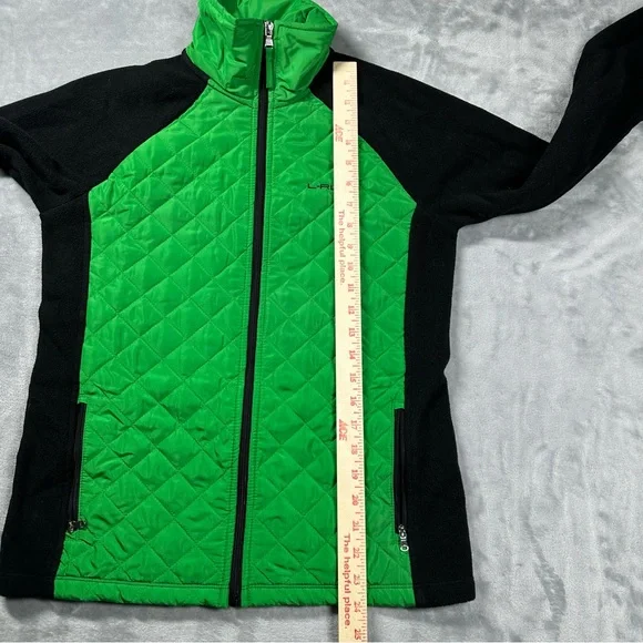 Lauren Ralph Lauren Active Quilted Fleece Zip-Up Jacket Small Green Black - Picture 10 of 15
